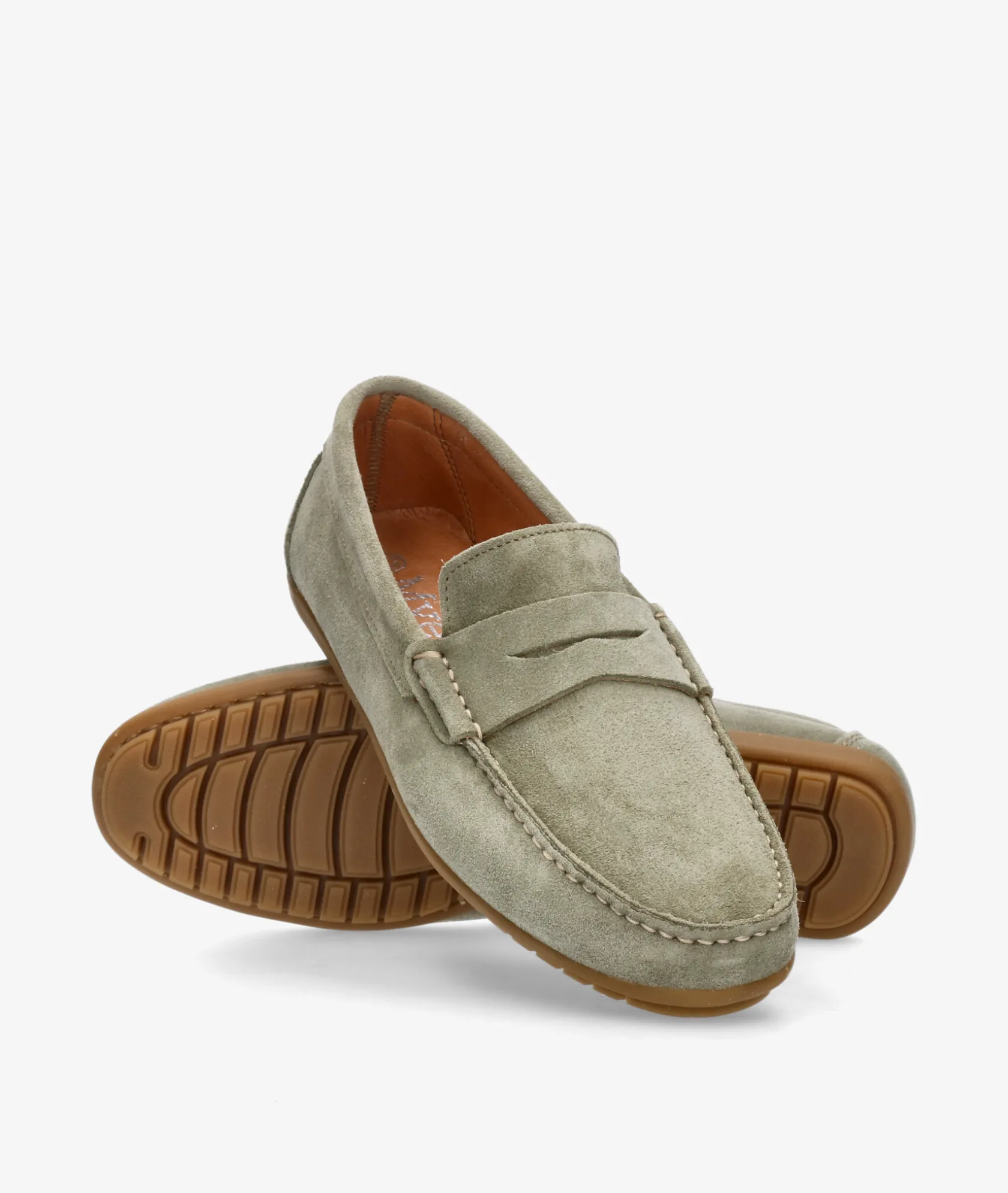 Hombre pabloochoa.shoes Mocasines 82223 en serraje kaki
