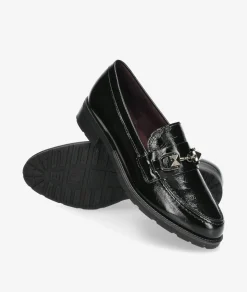 Mujer Pitillos Mocasines 10180 en charol negro