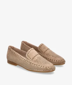 Mujer Stephen Allen Mocasines LAUR-24 1908-C490 en ante camel