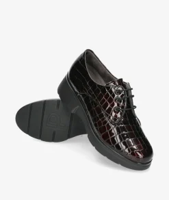 Mujer Pitillos Zapatos inglés 10057 en charol burdeos