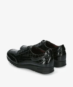 Mujer Blanco y negro Zapatos planos 20202 en charol negro